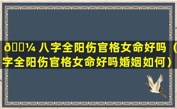 🐼 八字全阳伤官格女命好吗（八字全阳伤官格女命好吗婚姻如何）